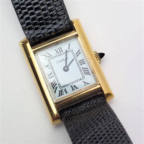 cartier tank 18k electroplated|cartier yellow gold tank watch.